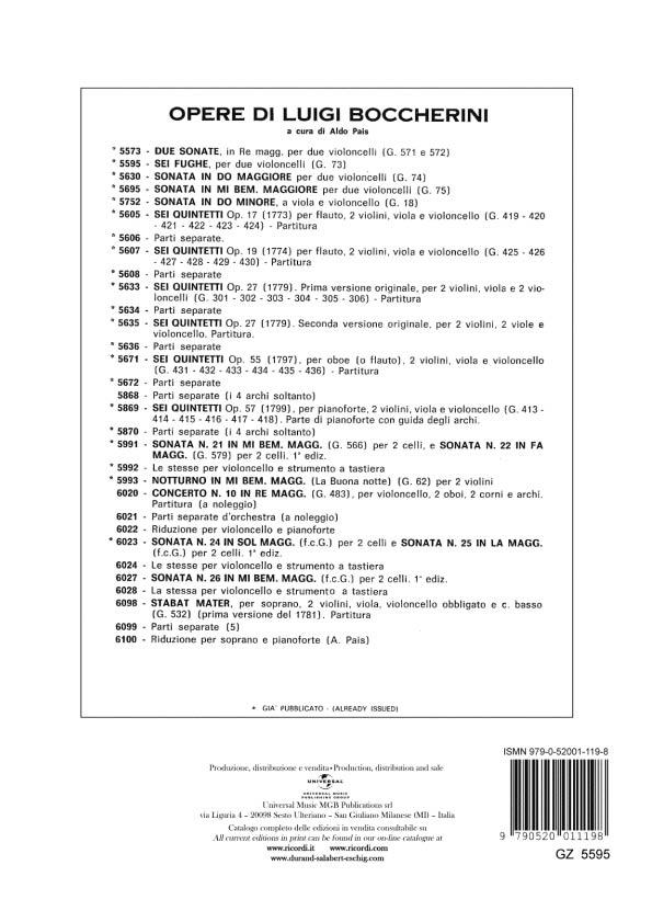 6 Fughe G.73 - Per Due Violoncelli noty pro dvě violoncella